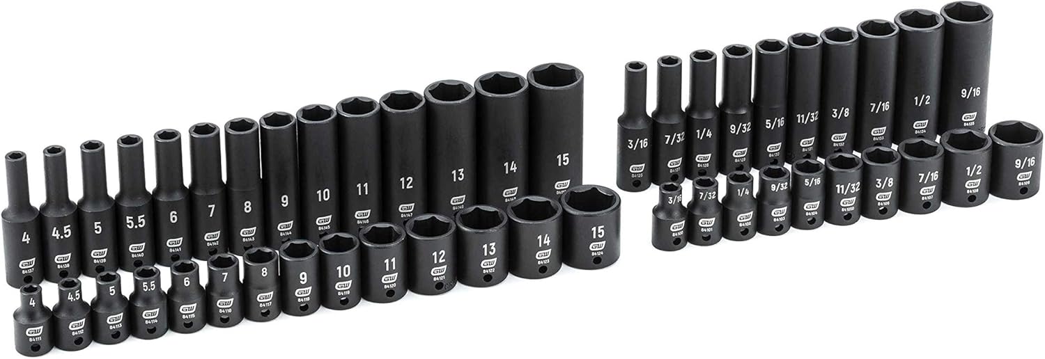 GEARWRENCH 48 Pc. 1/4" Drive 6 Pt. Impact Socket Set, Standard & Deep, SAE/Metric - 84902