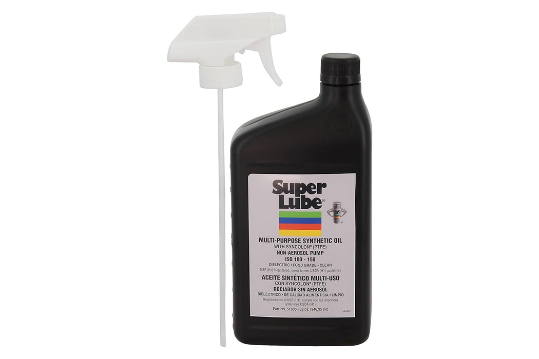 Super Lube Multi-Purpose Non-Aerosol Oil with PTFE, Trigger Sprayer, 1 quart, Translucent White