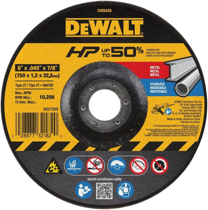 DeWALT DW8426 6-Inch by 1/16-Inch by 7/8-Inch Metal/INOX Cutting Wheel (Qty of 1)