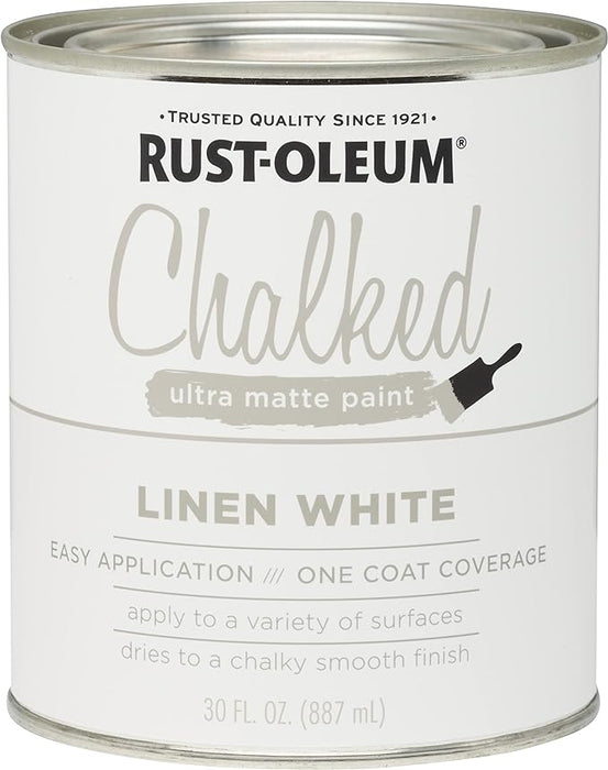 Rust-Oleum 1 qt Brands Linen White Chalked Ultra Matte Paint, 30 Fl Oz (Pack of 1)