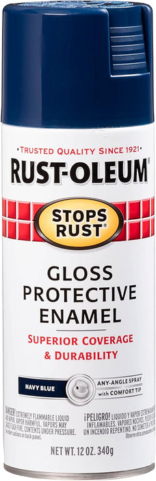 Rust-Oleum 6PK Stops Rust Spray Paint, 12 oz, Gloss Navy, 6 Pack