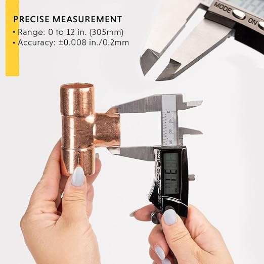 General Tools Digital 8" Caliper Measuring Tool with Stainless Steel Ruler