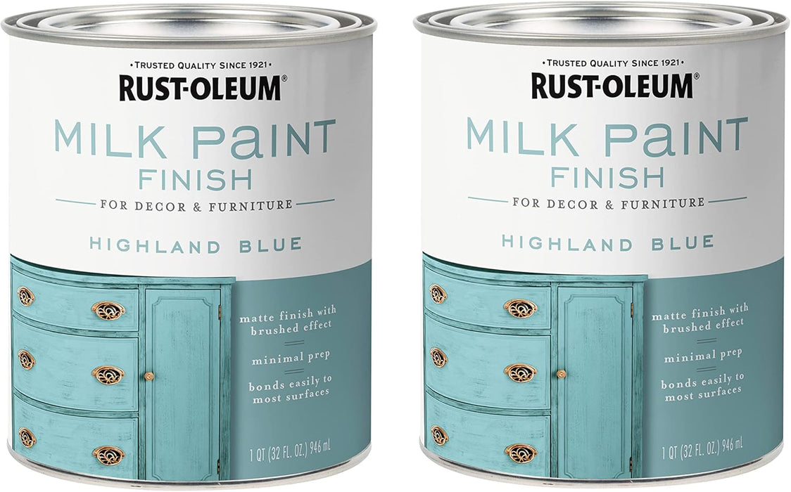 Rust-Oleum 2PK Milk Paint Finish, Quart, Highland Blue, 32 Fl Oz (Pack of 2)