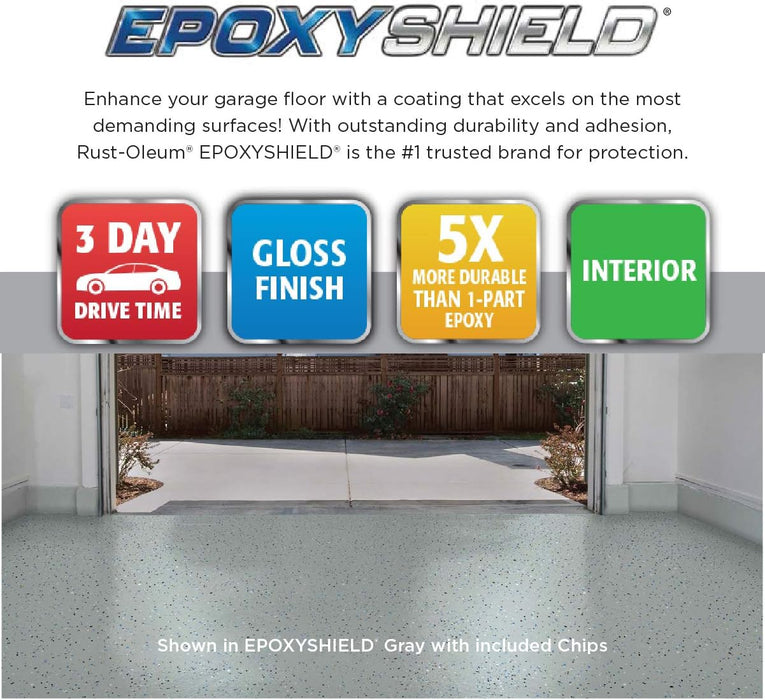 Rust-Oleum EPOXYSHIELD Garage Floor Coating, 2.5 Car Kit, Dark Gray