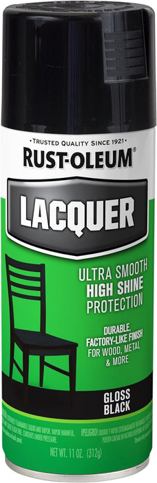 Rust-Oleum 6PK Lacquer Spray Paint, 11 oz, Gloss Black, 6 Pack