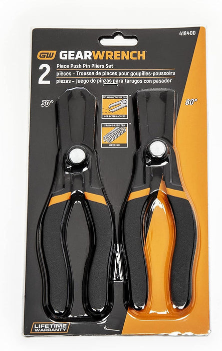 GEARWRENCH 2 Pc. 30 & 80 Push Pin Plier Set - 41840D