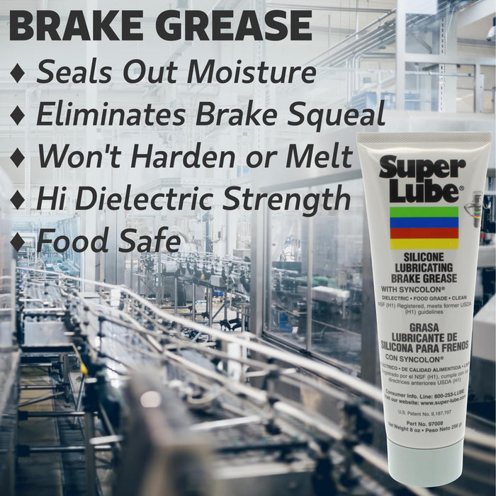 Super Lube Silicone Lubricating Brake Grease with PTFE, 8 oz Tube, Translucent White