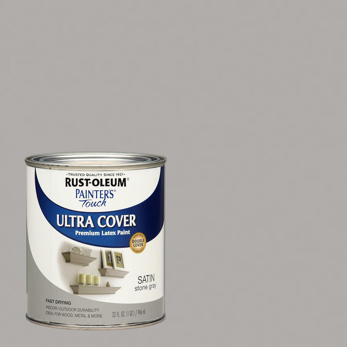 Rust-Oleum Painter's Touch Latex Acrylic Paint, Satin Stone Gray 32 Fl Oz (Pack of 1)