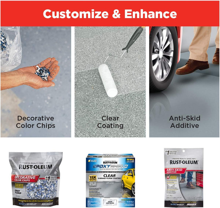 Rust-Oleum EPOXYSHIELD Garage Floor Coating, 2.5 Car Kit, Dark Gray