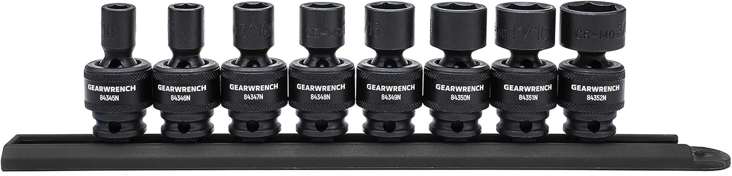 GEARWRENCH 8 Pc. 3/8" Drive 6 Pt. Standard Universal Impact Socket Set, SAE - 84917N