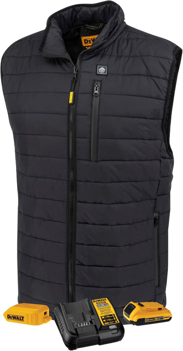 DEWALT (DCHV095BD1) Cold Weather Men's Heated Puffer Vest Kit with Battery - Black, Size S