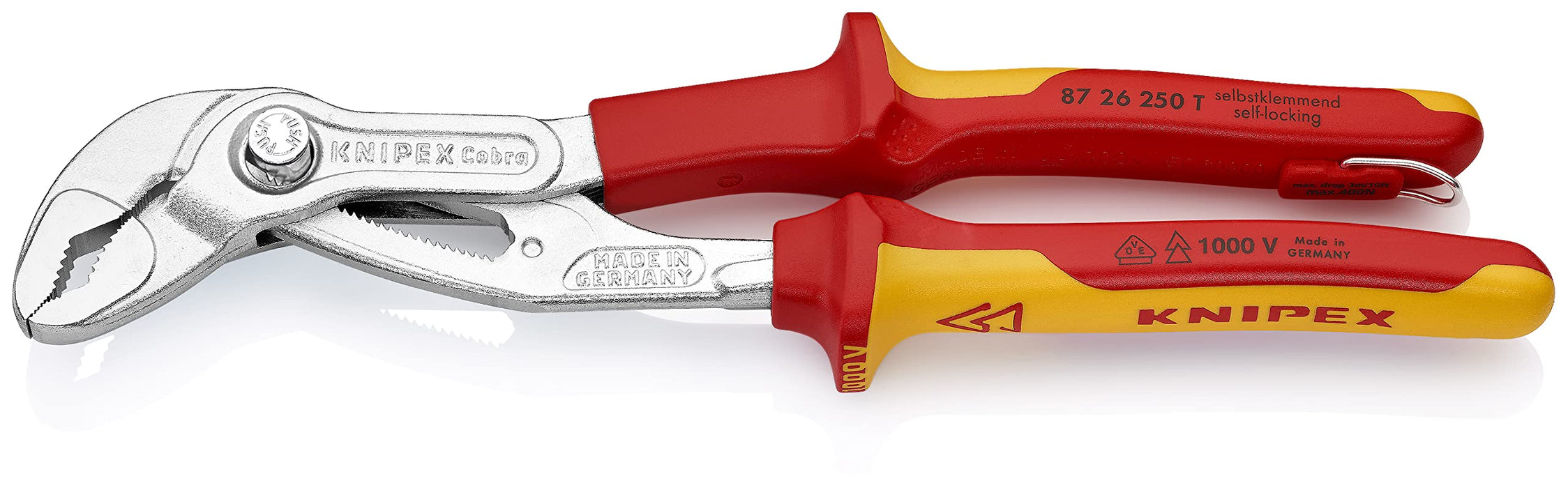 KNIPEX Cobra High-Tech Water Pump Pliers-1000V Insulated-Tethered Attachment