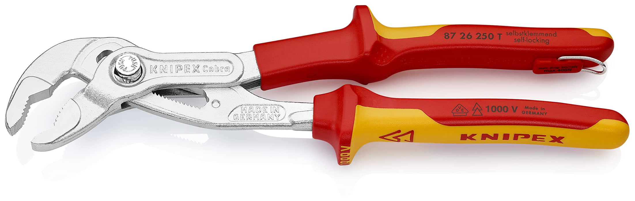 KNIPEX Cobra High-Tech Water Pump Pliers-1000V Insulated-Tethered Attachment