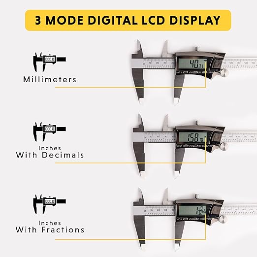 General Tools Digital 8" Caliper Measuring Tool with Stainless Steel Ruler