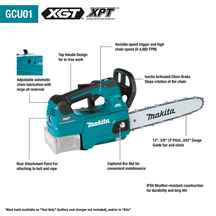 Makita 40V Max XGT Brushless Cordless 12 In. Top Handle Chain Saw Kit