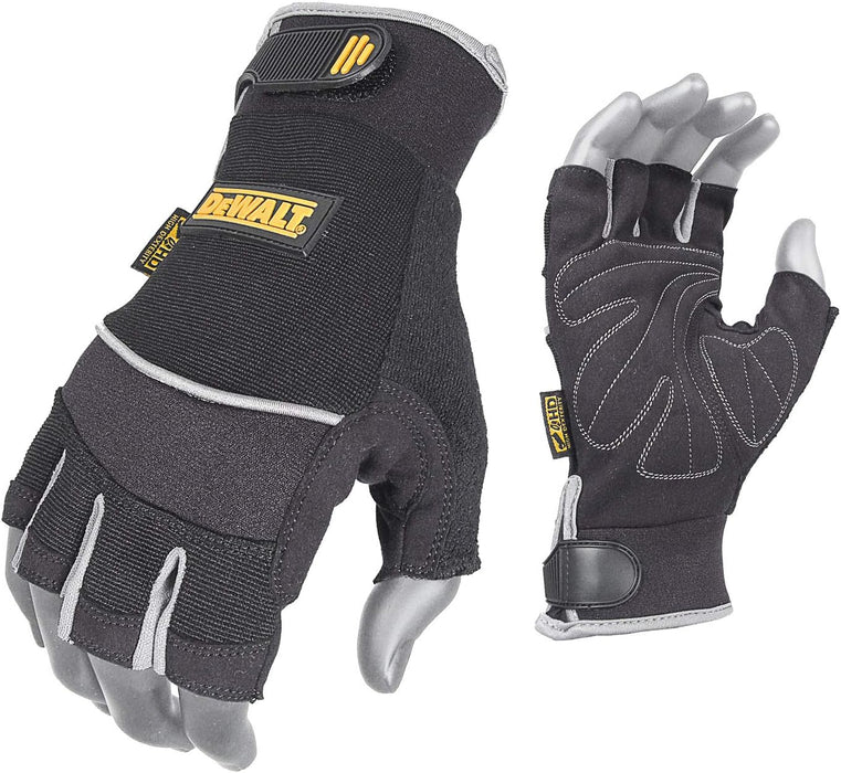 DeWALT Technicians Fingerless Synthetic Leather Glove, Black, Large