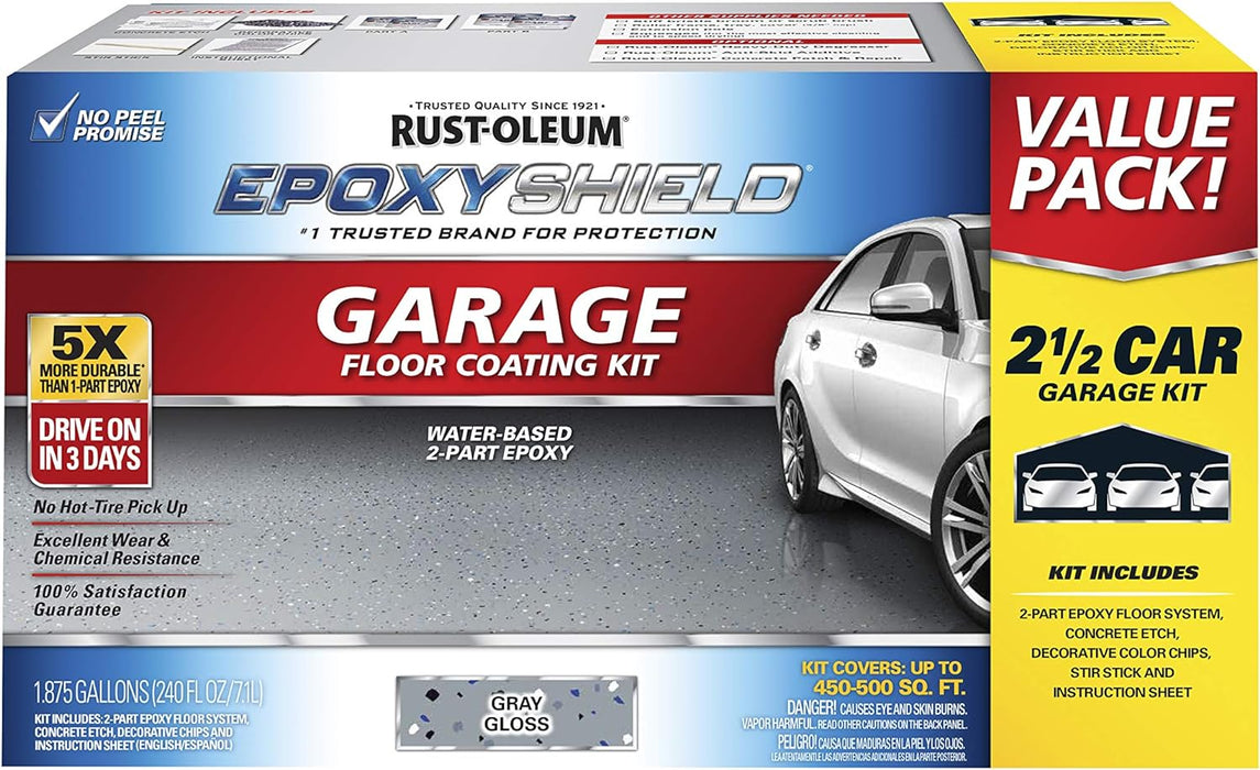 Rust-Oleum EPOXYSHIELD Garage Floor Coating, 2.5 Car Kit, Dark Gray