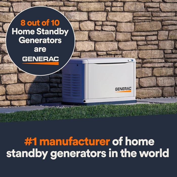 Generac 7043 22kW Air Cooled Guardian Series Home Standby Generator with 200-Amp Transfer Switch - Comprehensive Protection - Smart Controls - Versatile Power - Wi-Fi Connectivity - Bisque