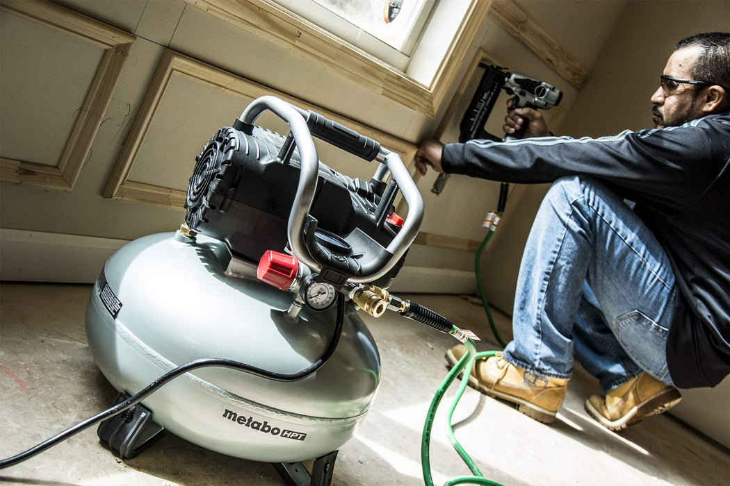 Metabo HPT Air Compressor Combo Kit with Brad Nailer, Pancake Compressor, and 25 Ft Air Hose