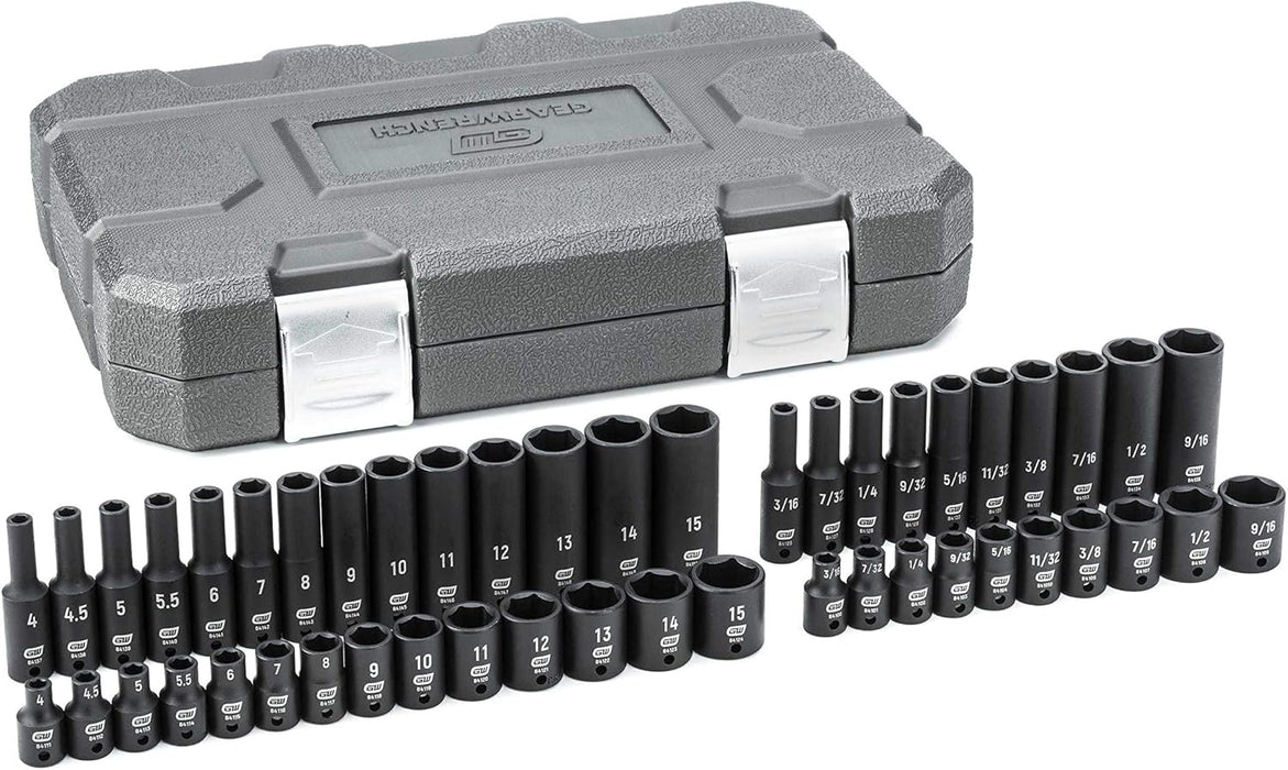 GEARWRENCH 48 Pc. 1/4" Drive 6 Pt. Impact Socket Set, Standard & Deep, SAE/Metric - 84902