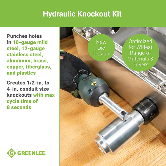 Greenlee LS100X11SB4 Intelli-PUNCH 11-Ton Battery-Hydraulic Knockout Punch Kit with Slug-Buster, 1/2" - 4"