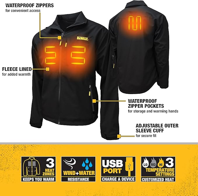 Dewalt (DCHJ090BD1-XL) Structured Soft Shell Heated Jacket Kit - XL, Black