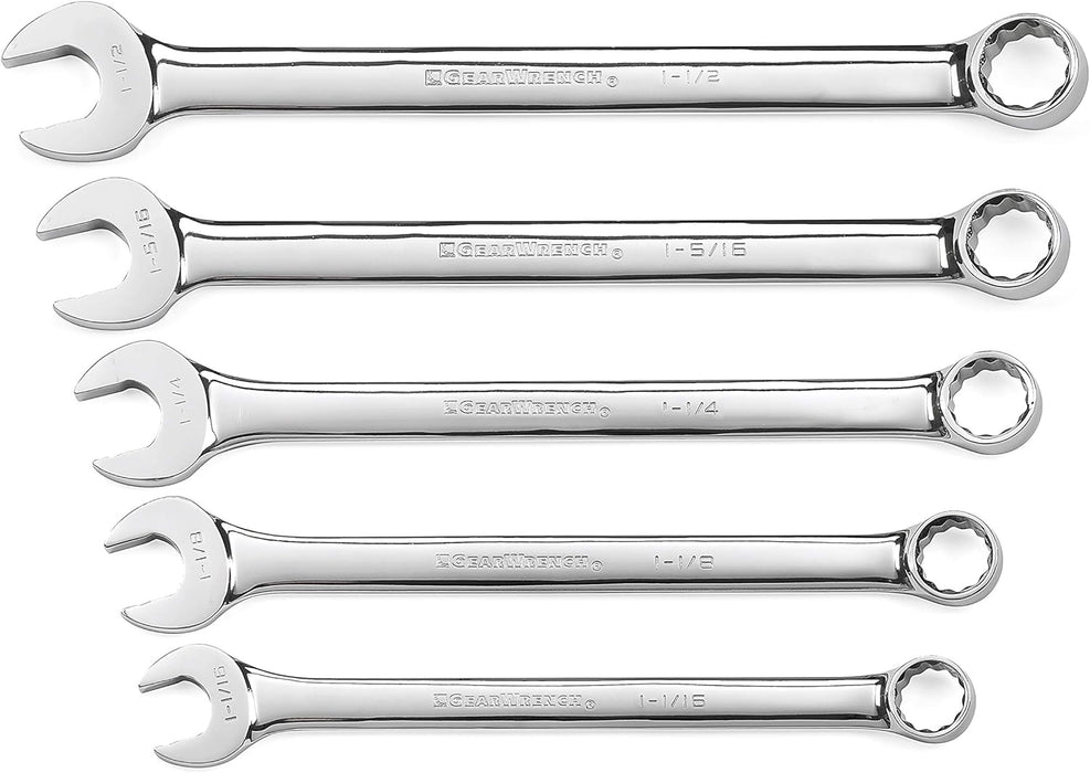 GEARWRENCH 5 Piece SAE 12 Point Long Pattern Combination Wrench Set | 81921