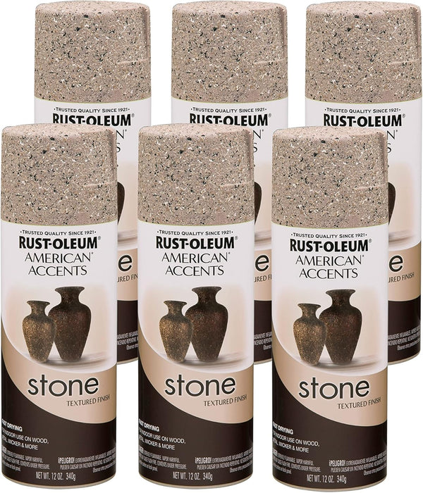 Rust-Oleum 6PK Stone Creations Spray, 12 oz, Pebble, 6 Pack