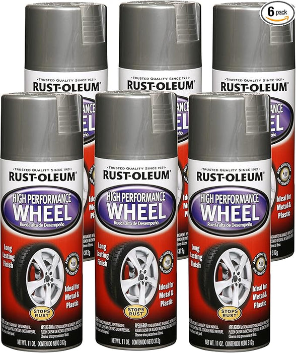 Rust-Oleum 6PK High Performance Wheel Spray Paint, 11 oz, Steel, 6 Pack