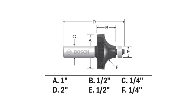 Bosch (85294MC) 1/4 In. x 1/2 In. Carbide-Tipped Roundover Router Bit