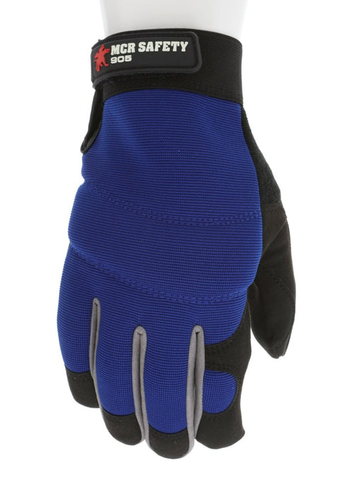 MCR Safety Mechanics Gloves Synthetic Leather Palm Adjustable Hook and Loop Wrist Closure