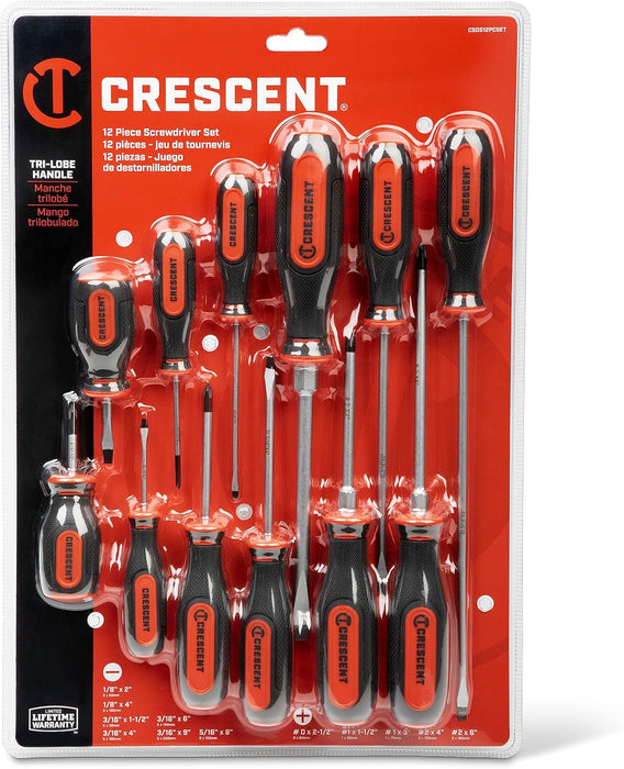 Crescent 12 Pc. Dual Material Screwdriver Set with Phillips and Slotted Screwdrivers - CSDS12PCSET