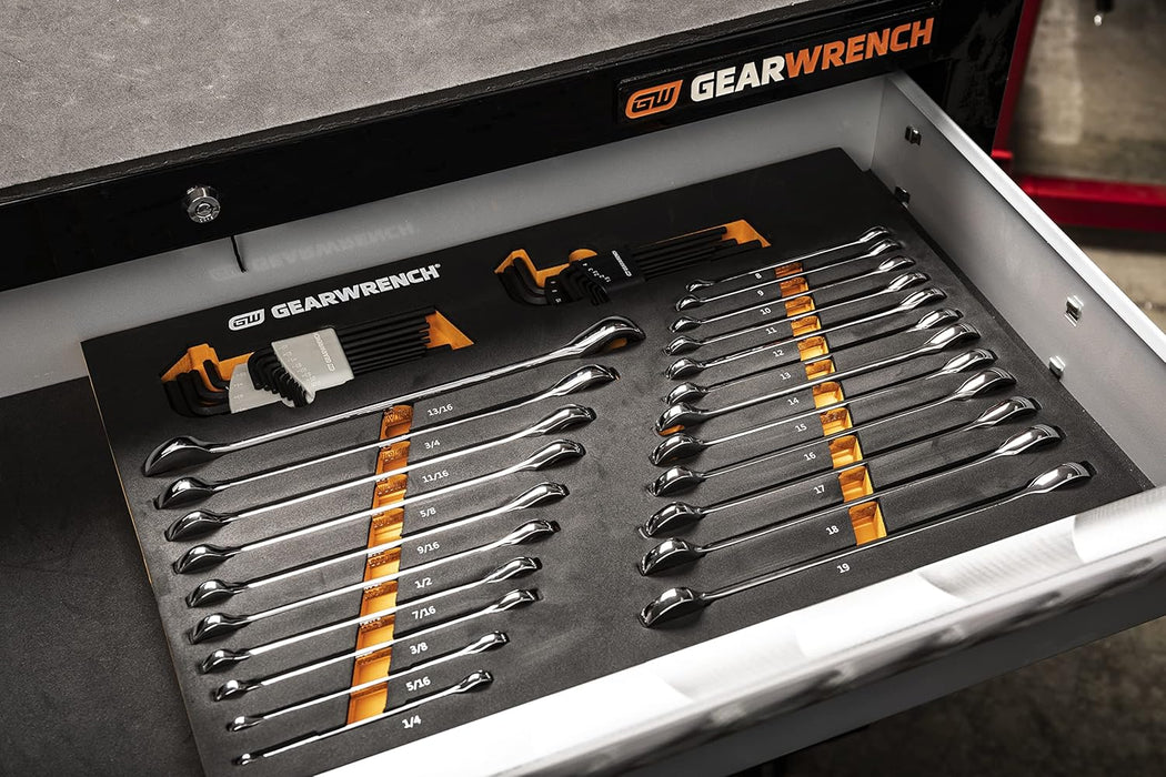 GEARWRENCH 44 Piece 90-Tooth SAE/Metric Ratcheting Wrench and Hex Key Set - 86528