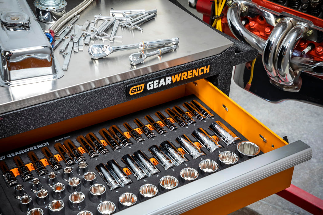 GEARWRENCH 67 Piece 1/2” Drive Master Metric Chrome Socket Set in Foam Storage Tray