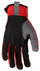 MCR Safety HyperFit Red Mechanics Work Gloves Synthetic Leather Palm Reflective Logo on Back Super Stretch Knuckle Fabric