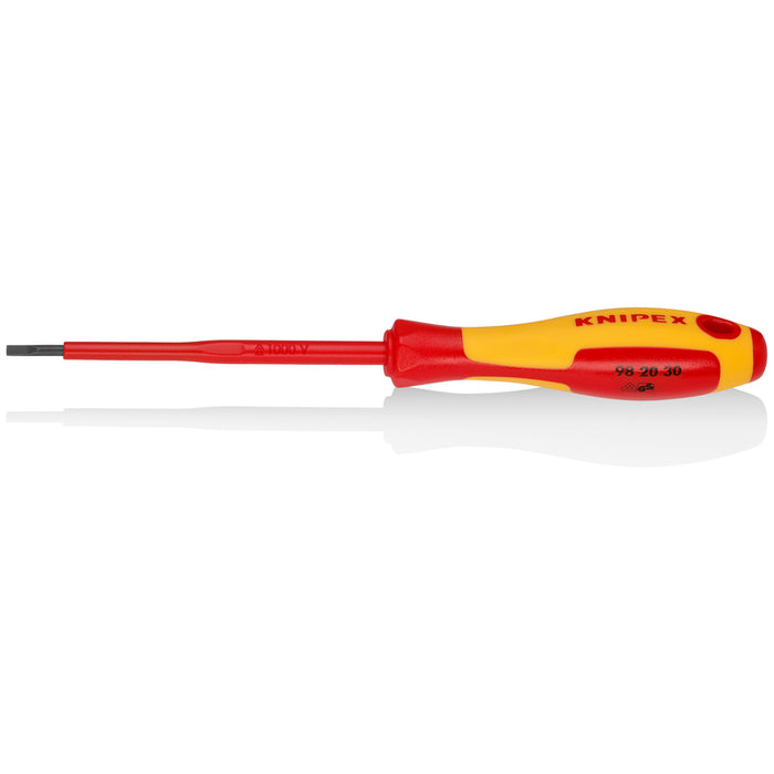 KNIPEX Slotted Screwdriver, 4"-1000V Insulated, 7/64" tip