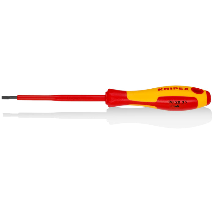 KNIPEX 4" Slotted Screwdriver, 1000V Insulated, 1/8" tip