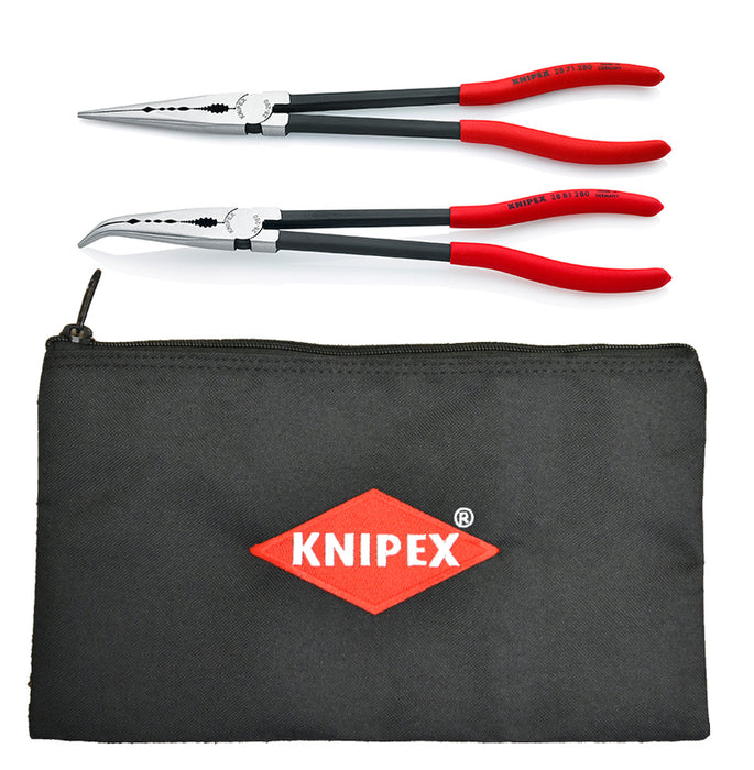 KNIPEX 2-Piece XL Long Needle Nose Pliers Set with Keeper Pouch