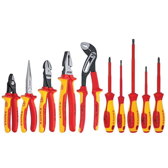 KNIPEX 10-Piece Pliers and Screwdriver Tool Set-1000V Insulated in Hard Case (Used, Like New)