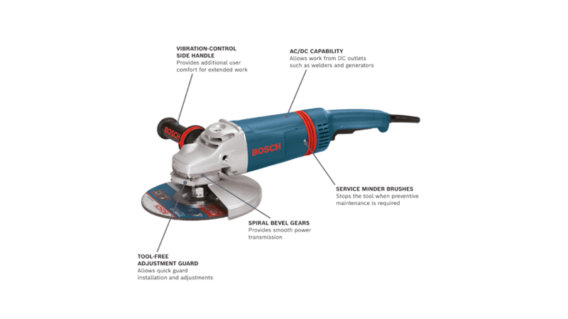 Bosch 9 In. 15 A Large Angle Grinder with Rat Tail Handle