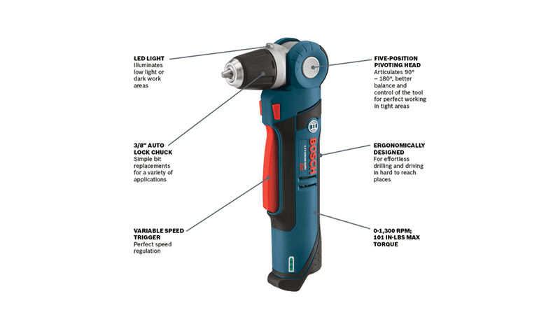 BOSCH 12V Max 3/8 In. Angle Drill Kit