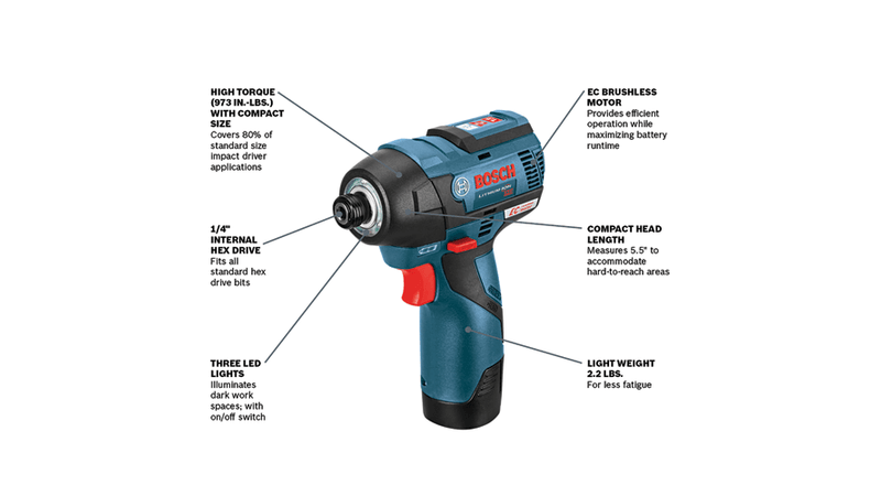 BOSCH 12V Max EC Brushless Impact Driver Kit