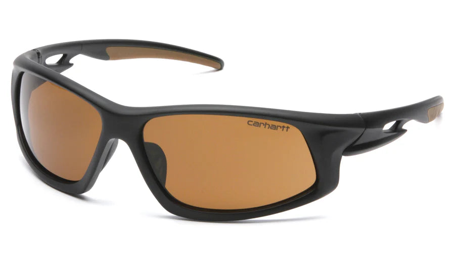 Pyramex Carhartt Ironside Safety Glasses, Retail Clamshell Packaging, Black/Tan Frame, Sandstone Bronze Anti-Fog Lens