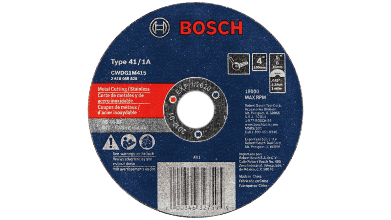 Bosch (CWDG1M415) 4 In. x .045 In. 5/8 In. Arbor Type 1A 46 Grit Metal Cutting Grinding Wheel