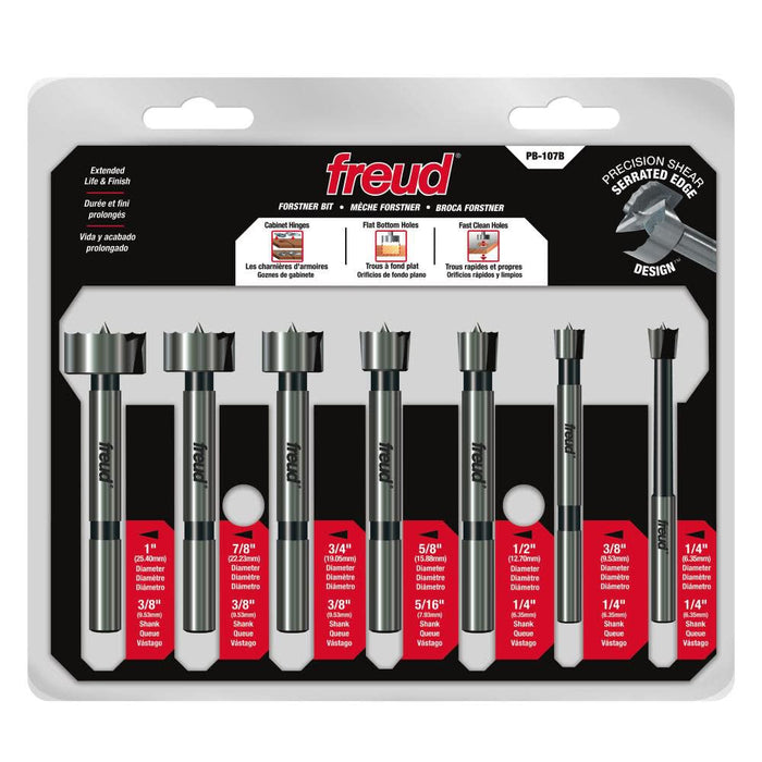 Freud 7 pcs. Precision Shear Serrated Edge Forstner Drill Bit Set 1/4 In. to 1 In.