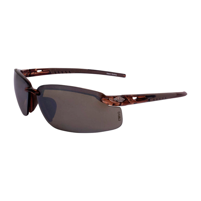 Crossfire ES5 Premium Safety Eyewear, HD Brown with Flash Mirror Lens