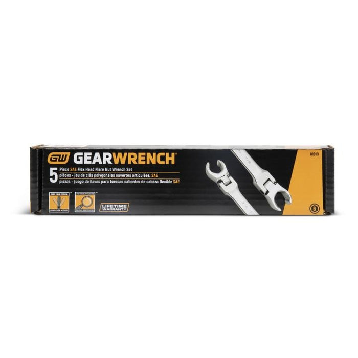 GEARWRENCH 5 Pc. Flex Head Flare Nut Wrench Set, SAE