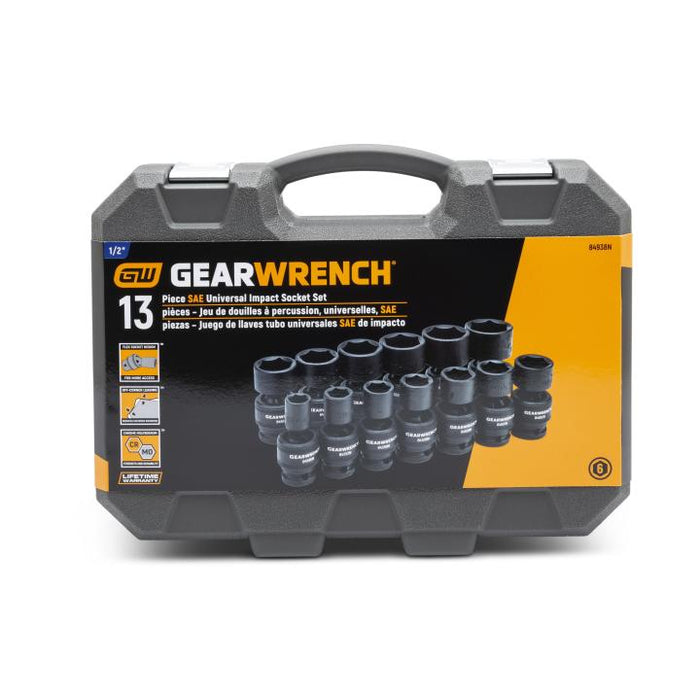 GEARWRENCH 13 Pc. 1/2" Drive 6 Pt. Standard Universal Impact Socket Set, SAE