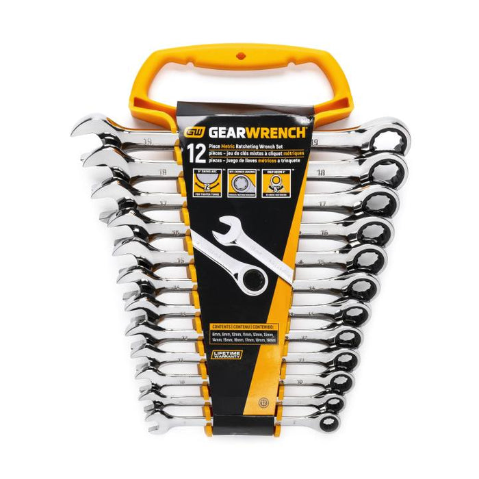 GEARWRENCH 12 Piece 72-Tooth 12 Point Ratcheting Combination Metric Wrench Set