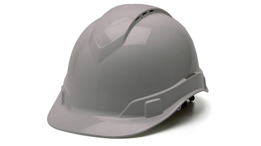 Pyramex Ridgeline Cap Style Hard Hat, Vented, 4-Point Ratchet Suspension, Gray